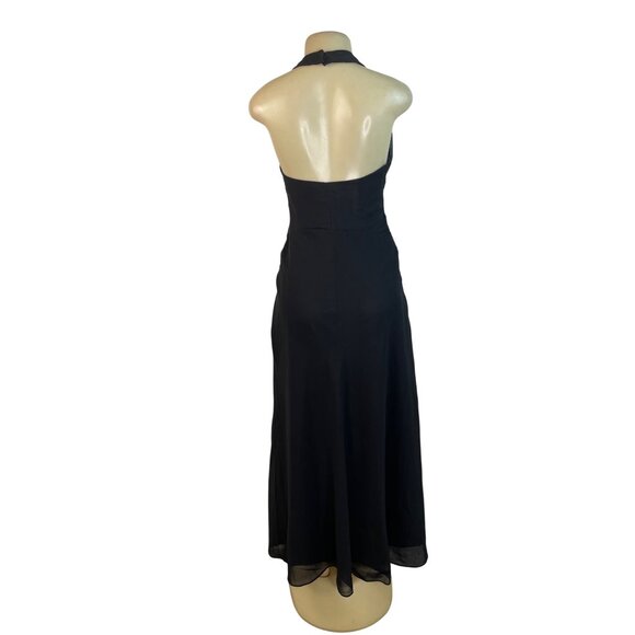 Izodress Black Halter Maxi Dress With Ruched Bodice & Back Zipper Closure - Picture 3 of 9
